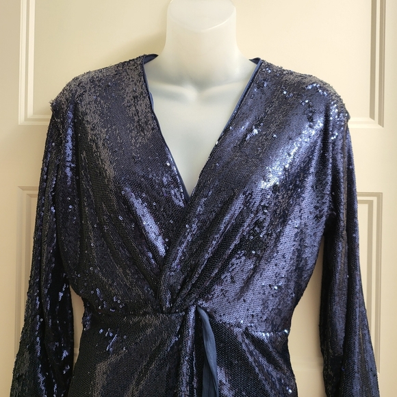 Anthropologie Twist Front Sequin Cocktail Dress - Picture 6 of 16